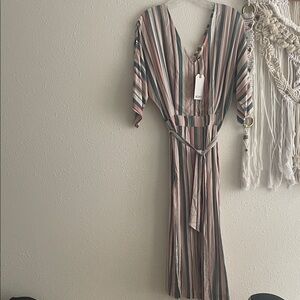 Roxy Striped Pink and Green long Women's Dress